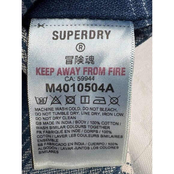 NWT Superdry Vintage Trailsman Flannel Shirt Men’s M Blue Plaid Button Down - Picture 10 of 15